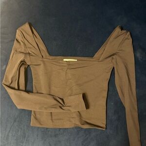 Babaton Black Squareneck Cropped Long Sleeve Women's Top